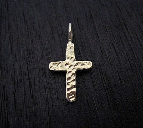 Textured Gold Bronze Cross Charm and Pendant (one) (X)