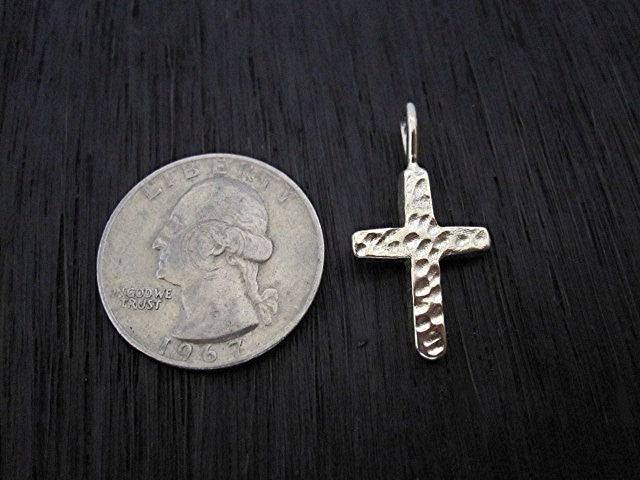 Textured Gold Bronze Cross Charm and Pendant (one) (X)