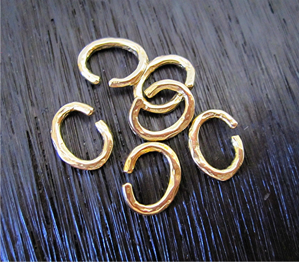 Gold Bronze Organic Artisan Open Jump Rings (set of 6) (N)