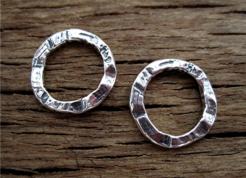 ONE Rustic Textured Sterling Silver Closed Jump Ring and Jewelry Link (one link)