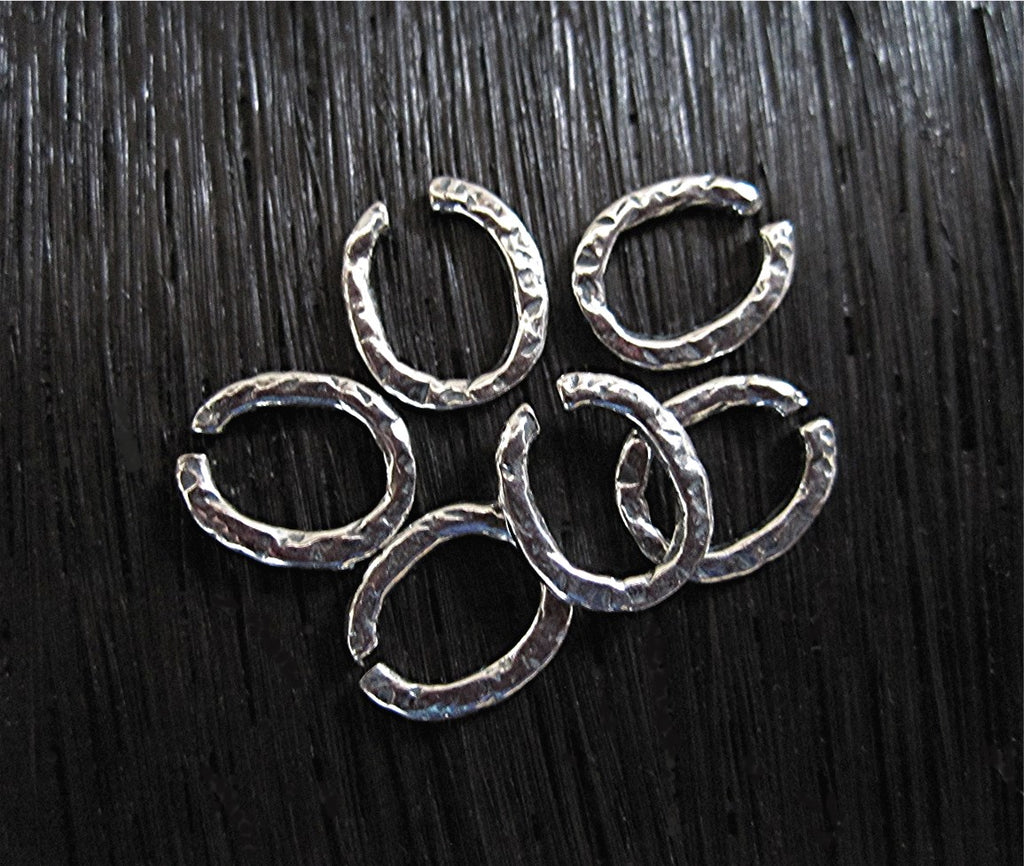 Textured Artisan Rustic Open Jump Rings in Sterling Silver (set of 6) (N)