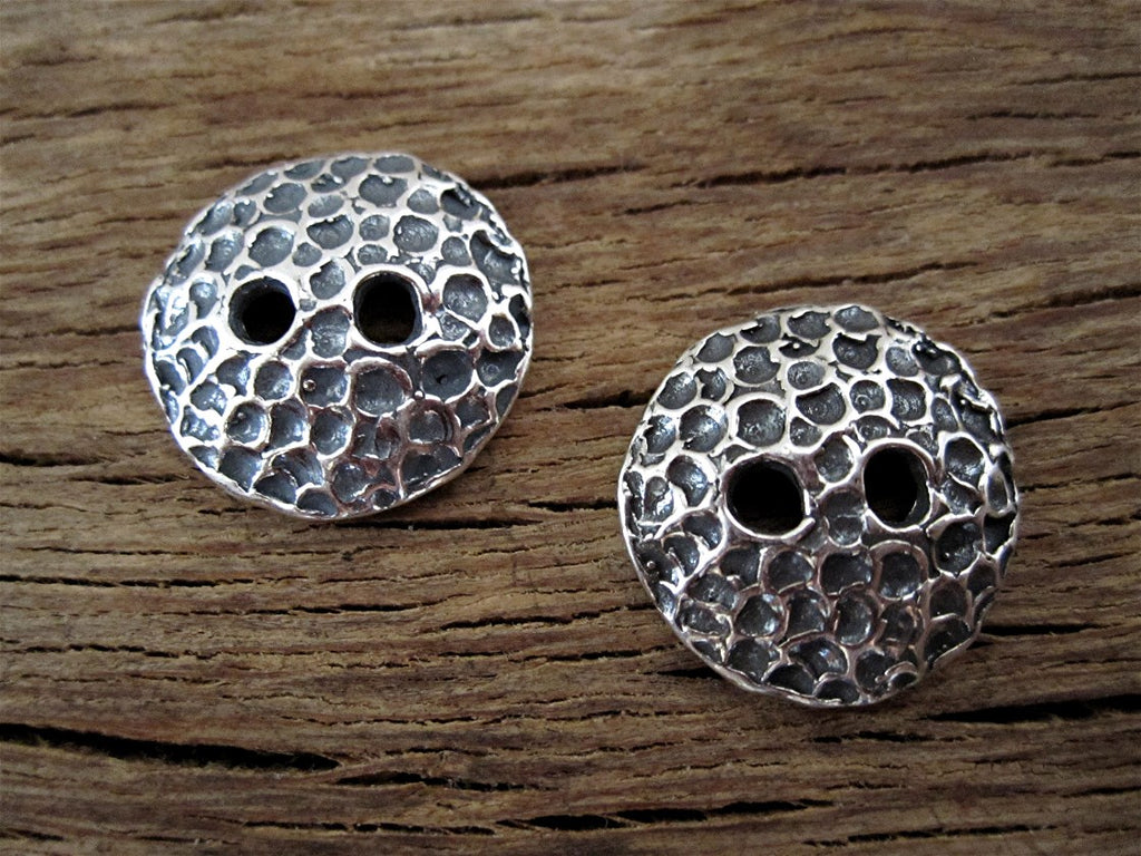 Sterling Silver Dimpled Textured Artisan Button Clasp (one) (N)