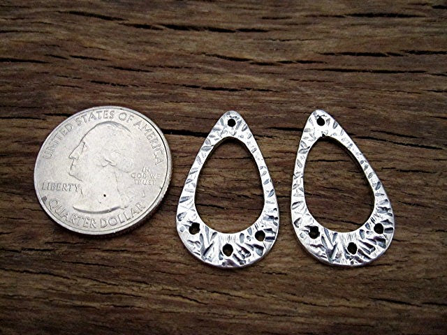 Textured Artisan Teardrop Earring Dangle in Sterling Silver (one pair)