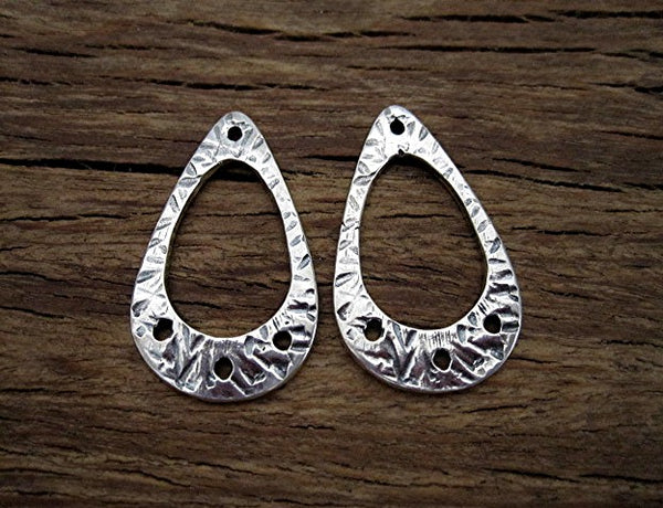 Textured Artisan Teardrop Earring Dangle in Sterling Silver (one pair)