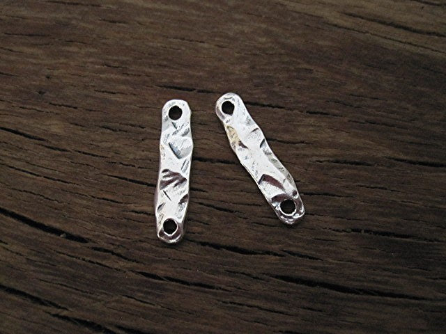 Rustic Textured Jewelry Bar Link and Connector in Sterling Silver (one link)