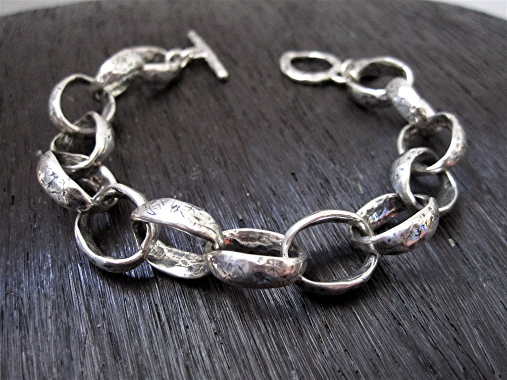 Sterling Silver Rustic Chain Link Bracelet