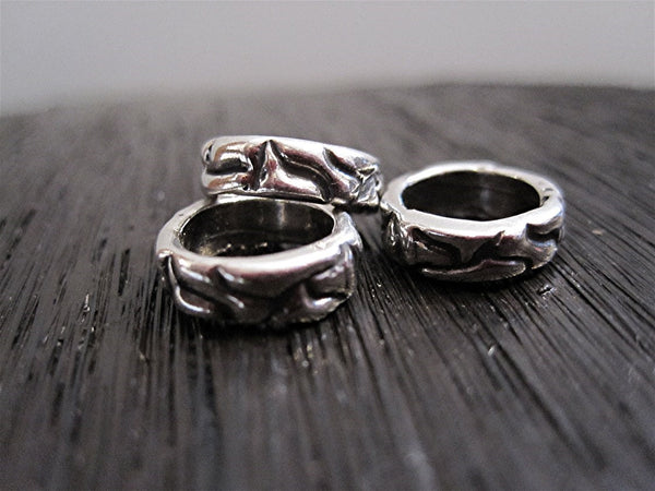 Artisan Sterling Silver Etched Jewelry Links and Sliders (set of 2)