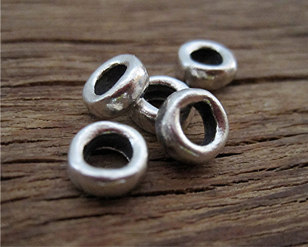 Hammered Textured Sterling Silver Spacer Bead and Slider (ONE bead)