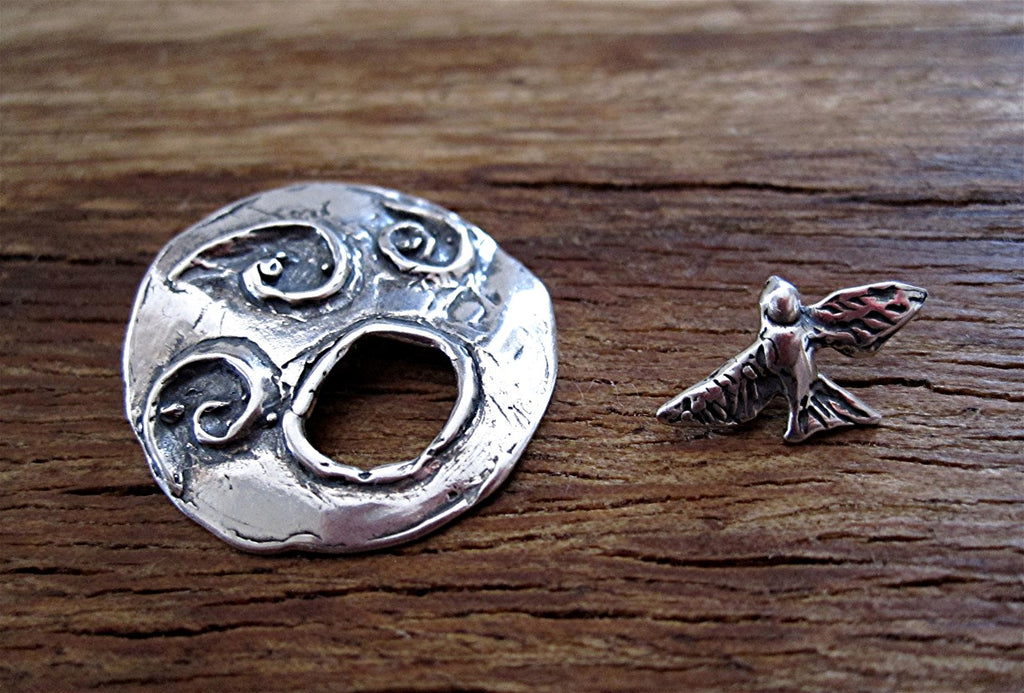 Sterling Silver Artisan Handcrafted Hummingbird Toggle Clasp (one)