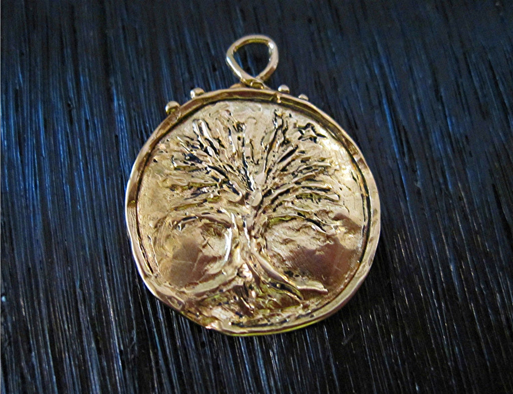 Gold Bronze Handmade Artisan Tree of Life Pendant and Charm