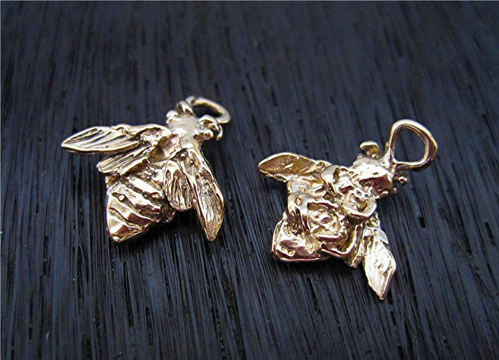 Gold Bronze Handmade Artisan Bee Charm and Pendant (one)