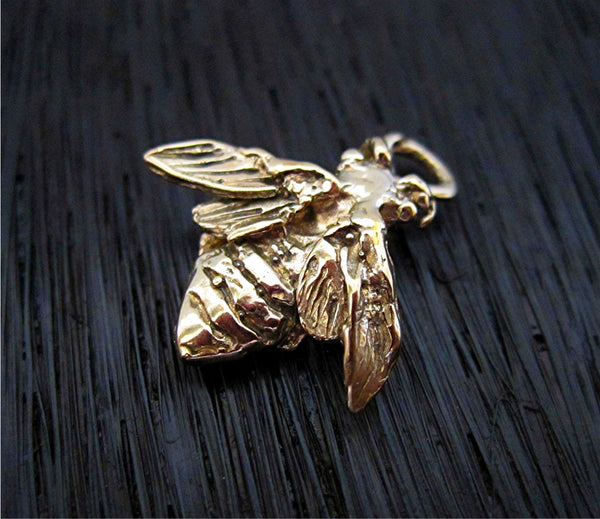 Gold Bronze Handmade Artisan Bee Charm and Pendant (one)