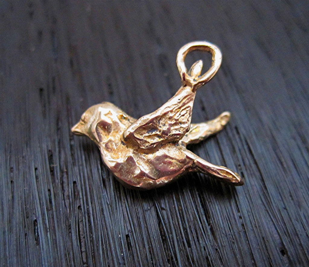 Gold Bronze Artisan Bluebird Charm (one)