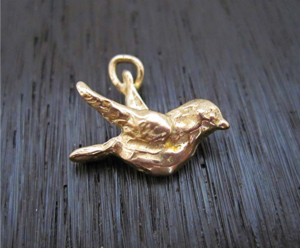 Gold Bronze Artisan Bluebird Charm (one)