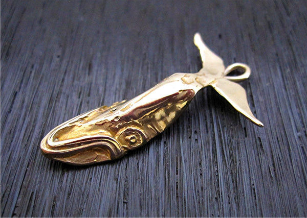 Artisan Gold Bronze Whale Charm and Pendant (one)