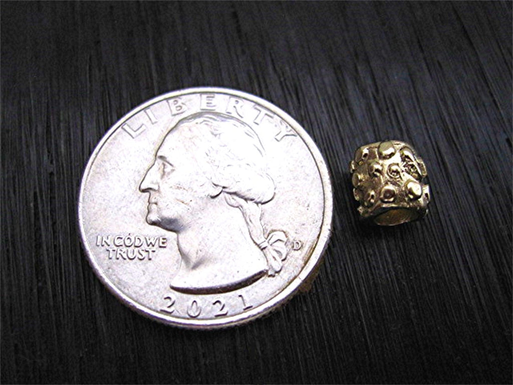 Dotted Gold Bronze Jewelry Bead and Slider (one bead)