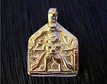 Hindu Durga Warrior Goddess Charm and Pendant in Gold Bronze (one)