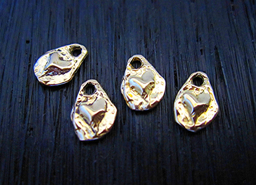 Gold Bronze Small Rustic Artisan Heart Charms (four charms) (N)