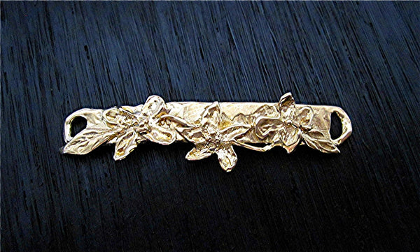 Artisan Flower Bracelet Link and Bracelet Component in Gold Bronze (one)