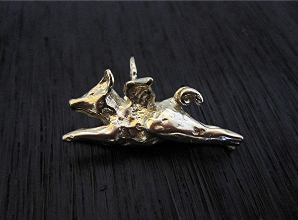 VDI Jewelry Findings Gold Bronze Flying Pig Charm and Pendant