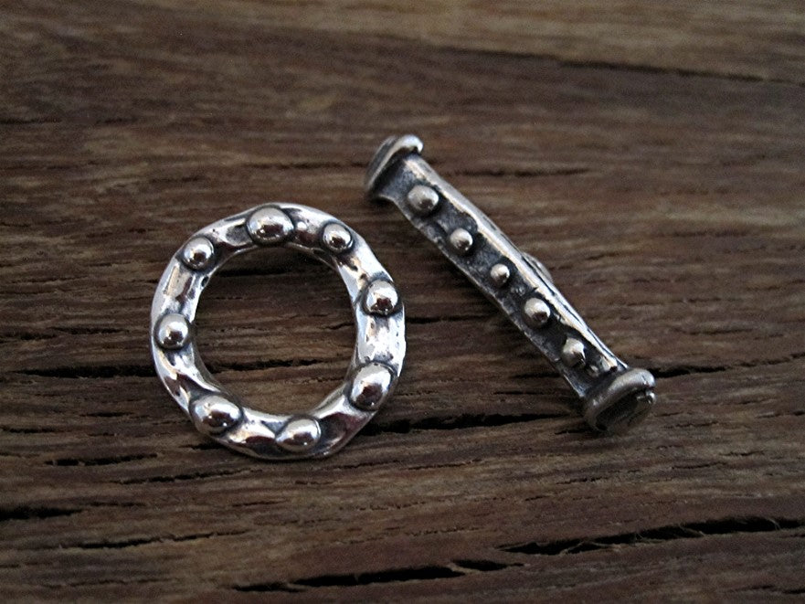 Sterling Silver Dotted Artisan Jewelry Toggle Clasp