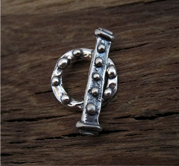 Sterling Silver Dotted Artisan Jewelry Toggle Clasp