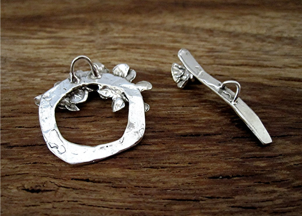 Artisan Dogwood and Butterly Toggle Clasp in Sterling Silver (one clasp)