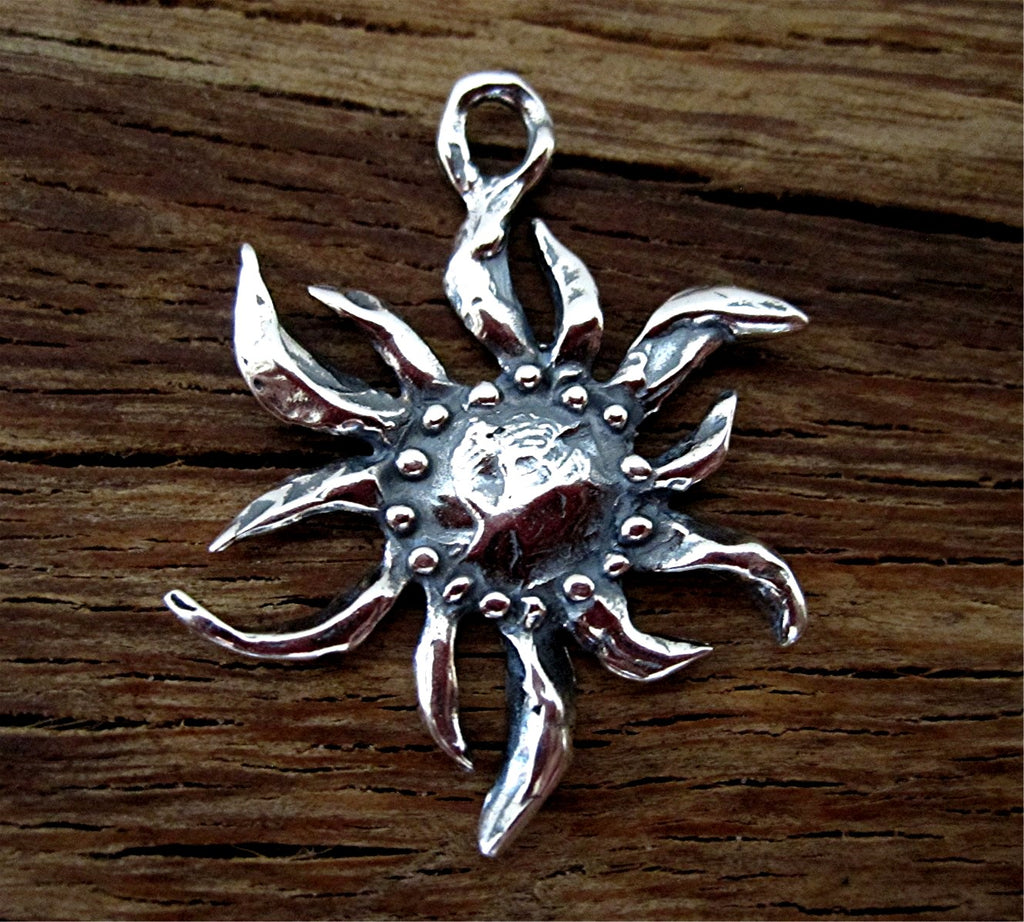 Handmade Artisan Sterling Silver Sun Charm and Pendant