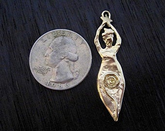 Artisan Star Struck Goddess Pendant and Charm in Gold Bronze (one)