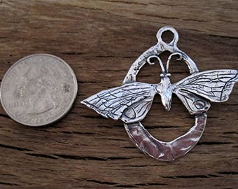 Large Inspirational Butterfly Pendant in Sterling Silver (one)