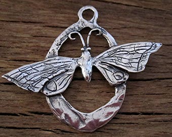 Large Inspirational Butterfly Pendant in Sterling Silver (one)