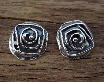 Artisan Maze and Spiral Design Sterling Silver Button and Clasp (ONE button)