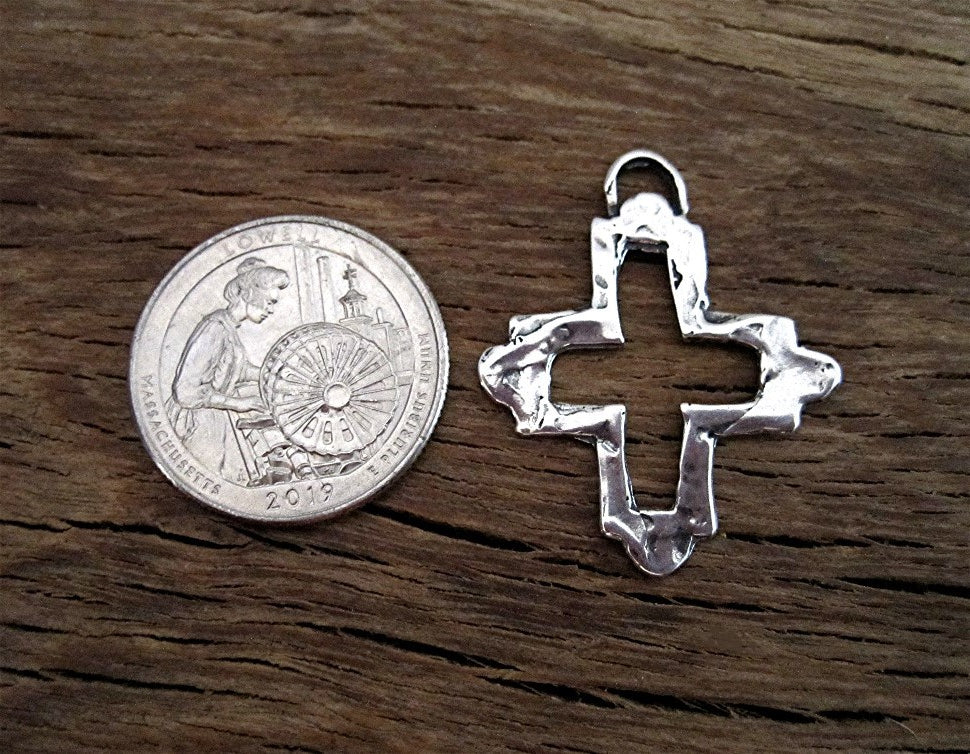 Artisan Sterling Silver Santa Fe Style Open Cross Earring Charms and Pendants (set of two)