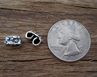 Dotted Artisan Link and Connector in Sterling Silver (one) (M)