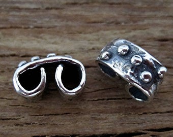 Dotted Artisan Link and Connector in Sterling Silver (one) (M)