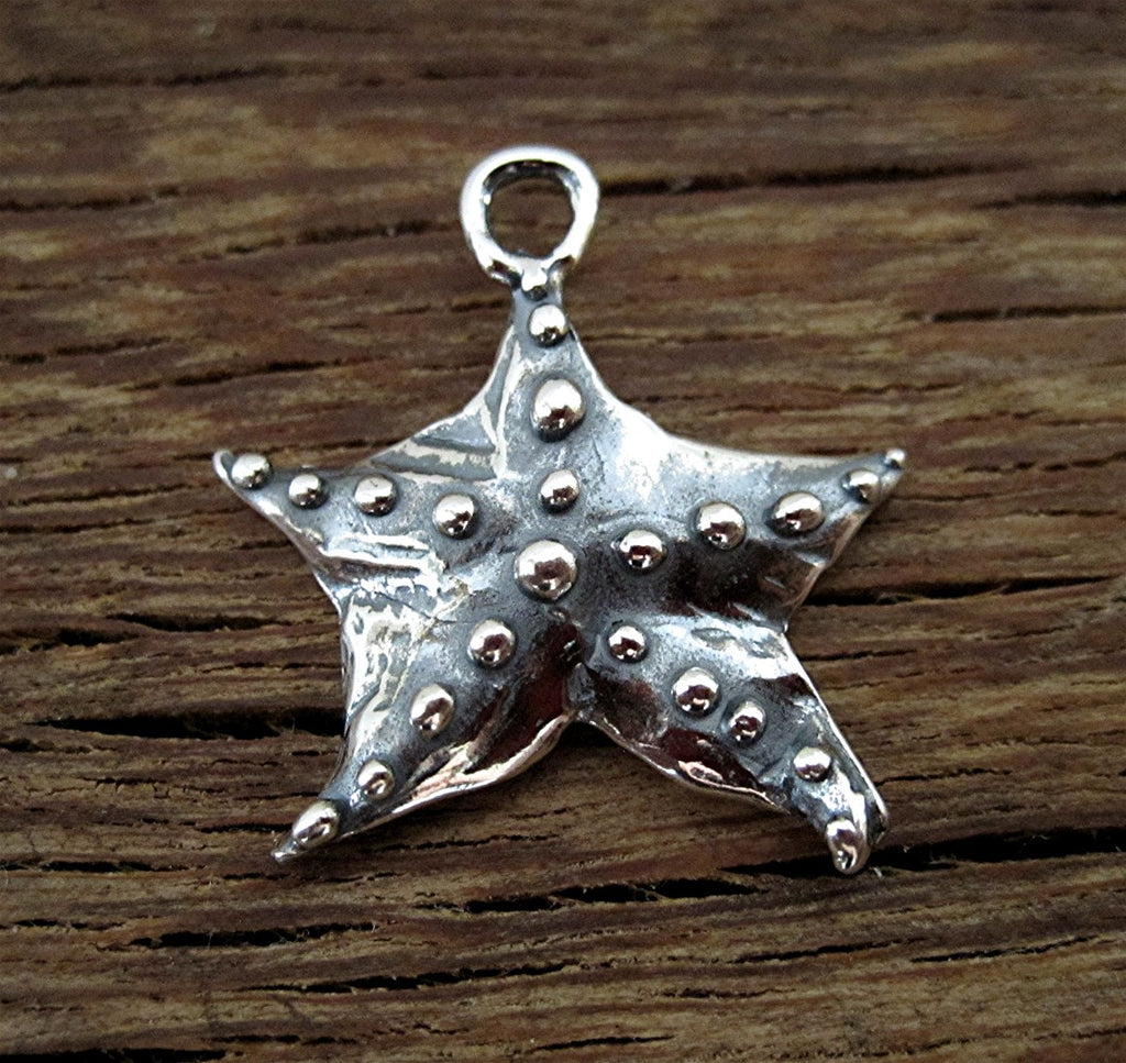 Whimsical Artisan Starfish Charm and Pendant in Sterling Silver (one)