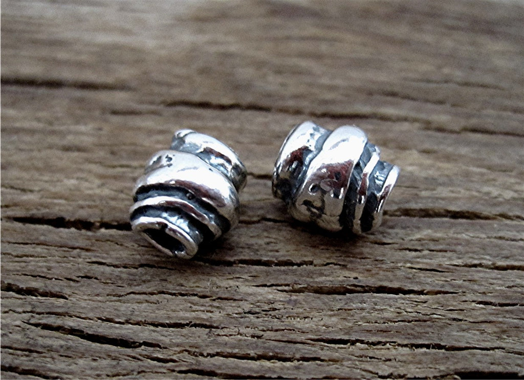 Small Artisan Wrap-Around Croissant Bead in Sterling Silver (set of 2)