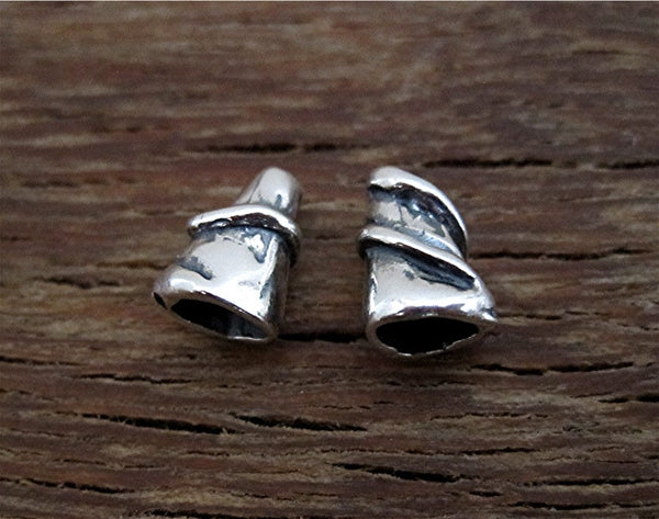 Small Sterling Silver Textured Jewelry Cones and End Caps (set of two)