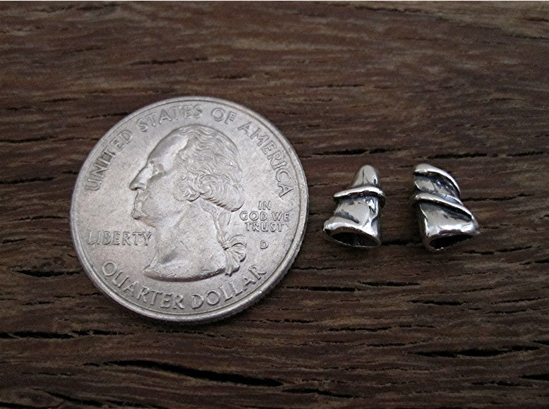 Small Sterling Silver Textured Jewelry Cones and End Caps (set of two)