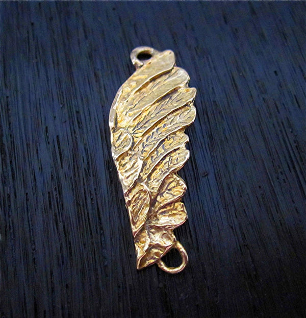 Beautiful Artisan Handmade Angel Wing Bracelet Link in Gold Bronze (one)