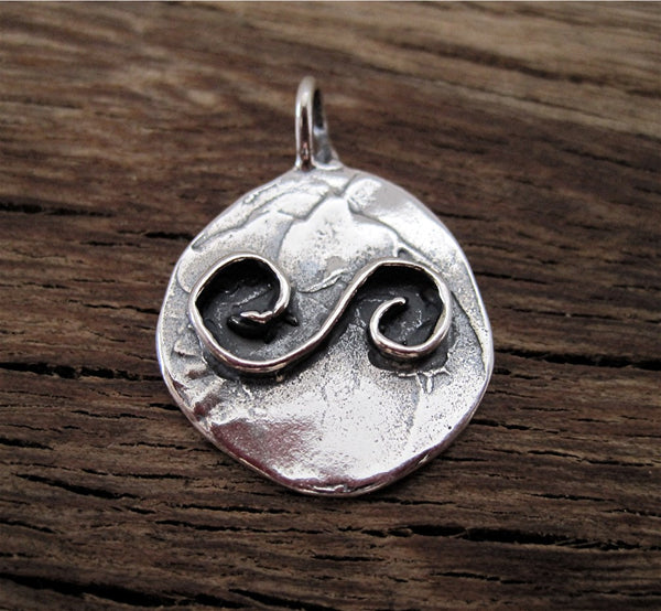 Sterling Silver Artisan Balance Symbol Pendant and Charm