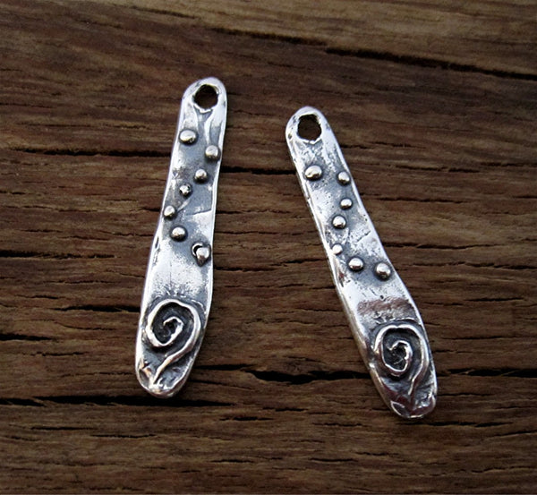 Spiral Dotted Artisan Earring Dangles and Earring Components in Sterling Silver (one pair)