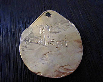 Artisan Tree of Life "Be Resilient" Inspirational Statement Pendant in Gold Bronze (one)