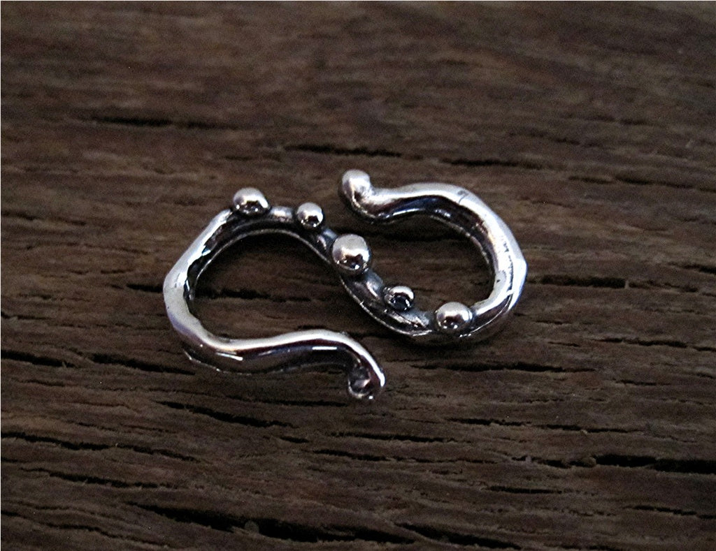 Sterling Silver Dotted Artisan S Hook Clasp Connector and Link (one)