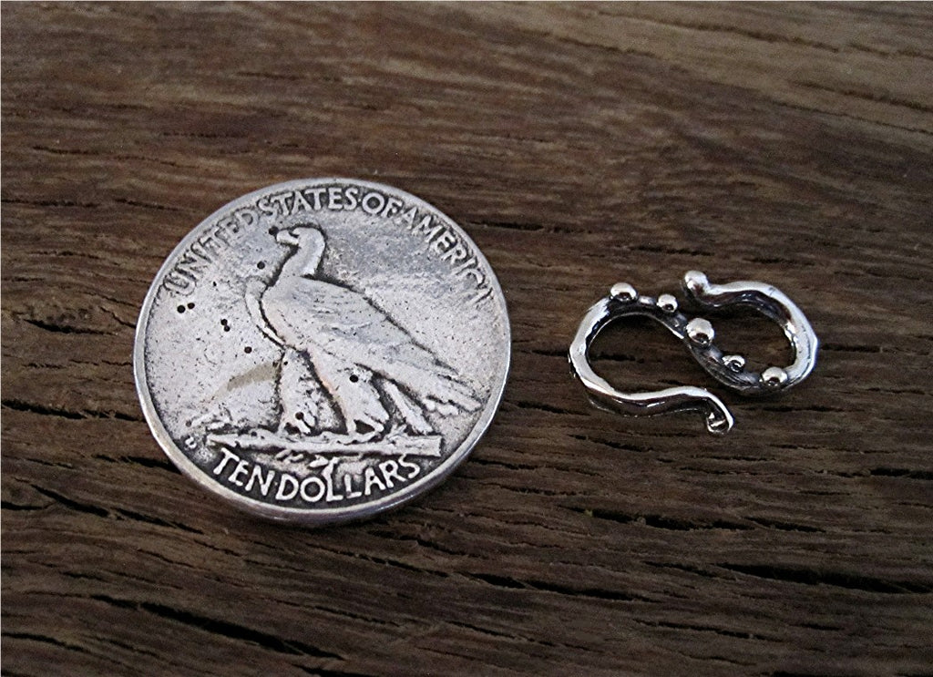 Sterling Silver Dotted Artisan S Hook Clasp Connector and Link (one)