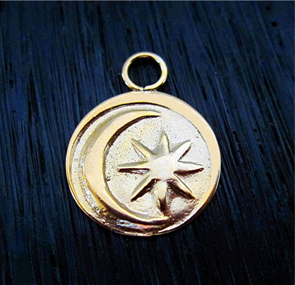 Gold Bronze Star and Moon Charm