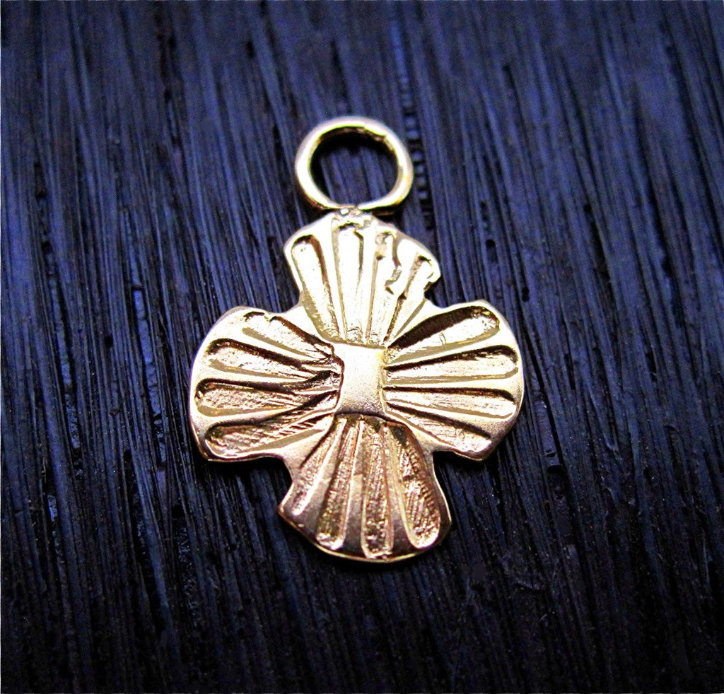 Gold Bronze Stamped Cross Charm