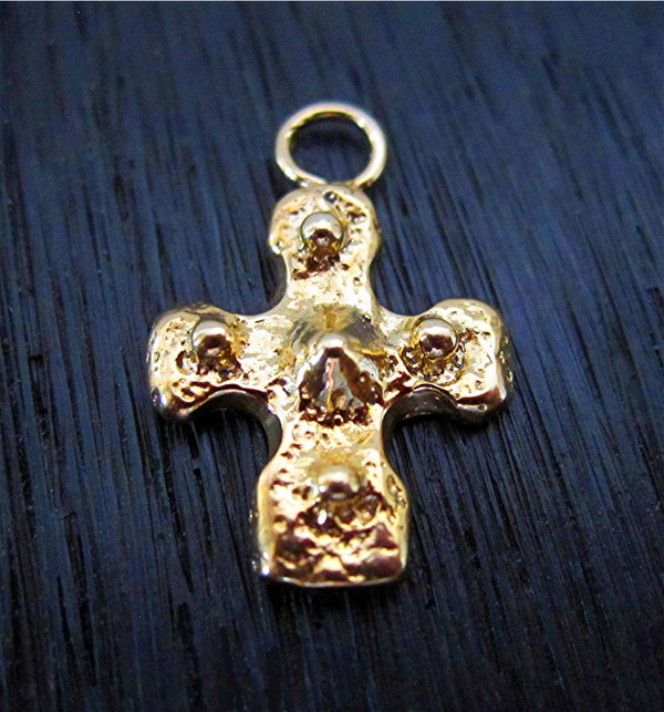 Gold Bronze Rustic Cross Charm and Pendant