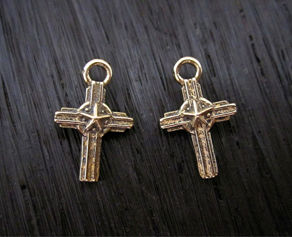 Small Gold Bronze Designer Texas Star Cross Charms (two charms) – VDI  Jewelry Findings