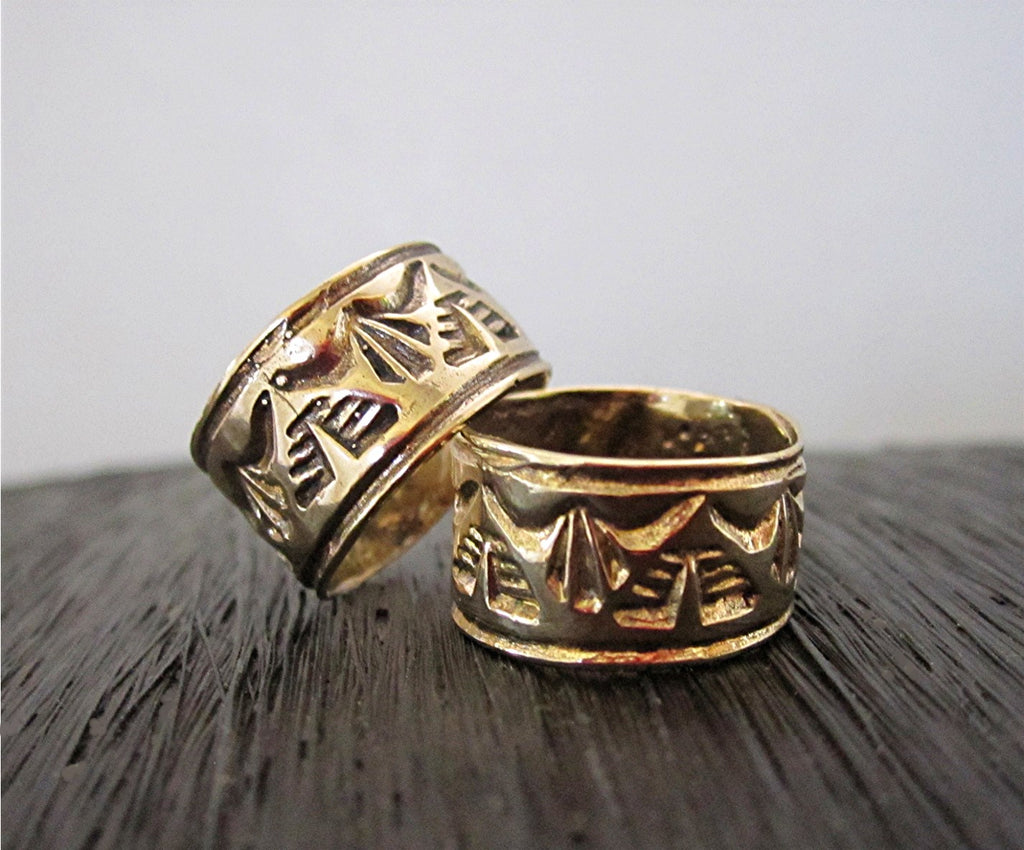 Large Gold Bronze Stamped Jewelry Bead and Slider